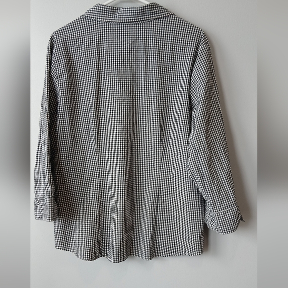 Real Comfort Black & White Gingham Button Down Shirt Woman's XL Office Casual - Picture 3 of 5